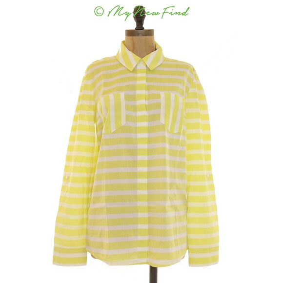 Splendid Button Up Top Size S Long Sleeve Pocket Yellow Striped EUC  B74 - Picture 1 of 3